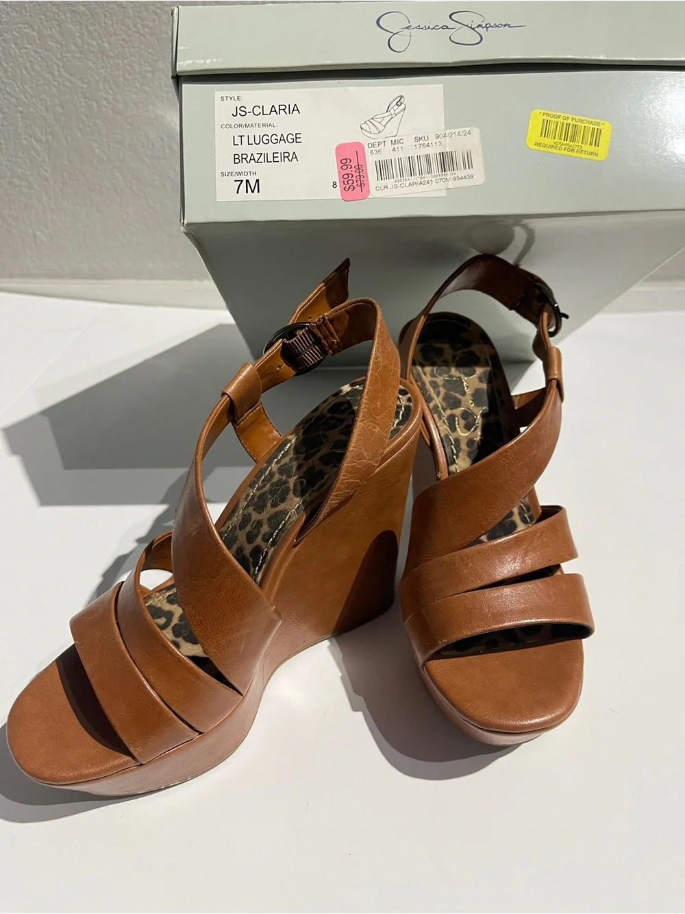 Jessica Simpson Brown Strappy Wedge Sandals